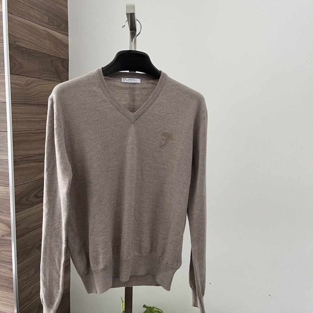Versace Collection Sweater V Men's 100% Wool Sz Medium